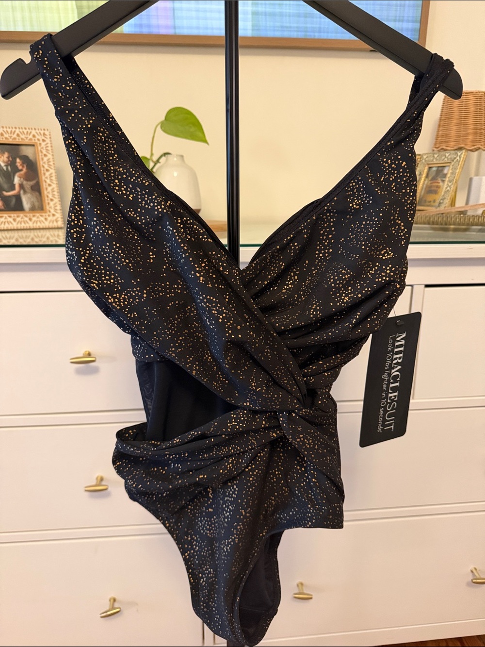 Miraclesuit Black with Gold Speckle One-Piece Swimsuit